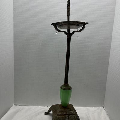 Antique metal dragon ashtray or bowl holder with Jadeite