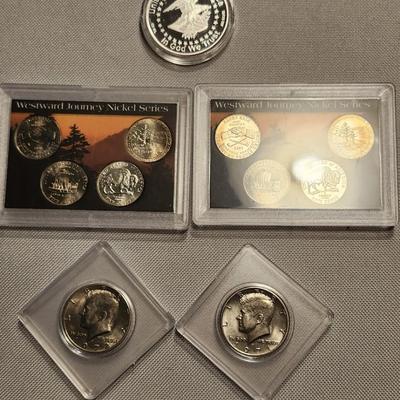 1972 and 1971 Kennedy Half Dollar, Two Westward Journey Nickel Series Black Diamong buffalo cion