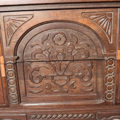 Antique Carved Oak Buffet (See Description)