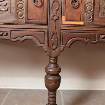 Antique Carved Oak Buffet (See Description)