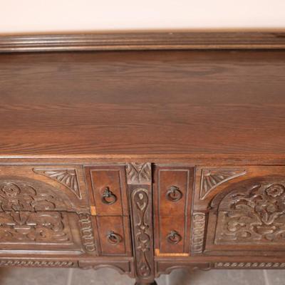 Antique Carved Oak Buffet (See Description)