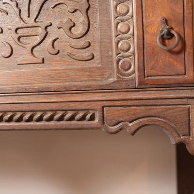 Antique Carved Oak Buffet (See Description)