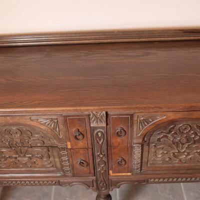 Antique Carved Oak Buffet (See Description)