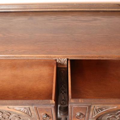 Antique Carved Oak Buffet (See Description)