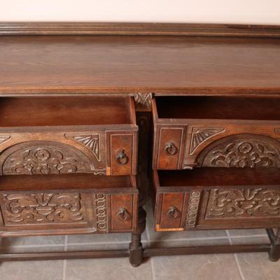 Antique Carved Oak Buffet (See Description)