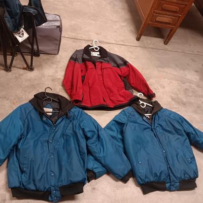 HIS AND HERS WALLS HOODED JACKETS (L) AND A COLUMBIA COAT (L)