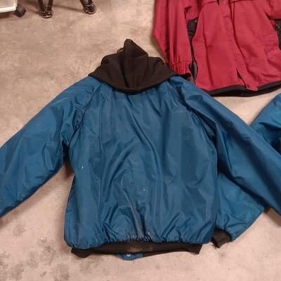 HIS AND HERS WALLS HOODED JACKETS (L) AND A COLUMBIA COAT (L)