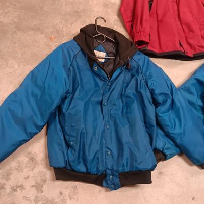 HIS AND HERS WALLS HOODED JACKETS (L) AND A COLUMBIA COAT (L)
