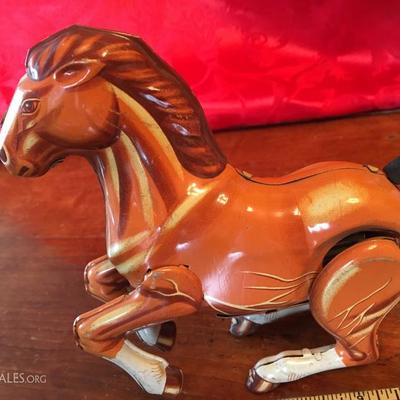 Vintage DAIYA, TIN TOY HORSE, Twirling Tail, Rears Up
