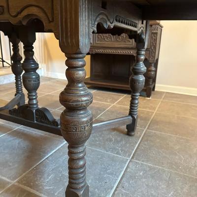Antique Carved Oak Dining Table