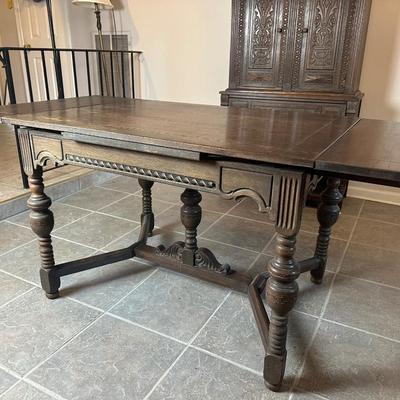 Antique Carved Oak Dining Table