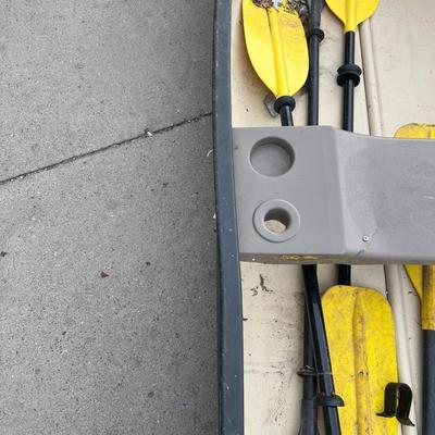 O3 Large Canoe has a dented side from sitting on its side.