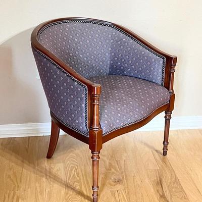 KIMBALL OFFICE FURN. ~ Pair (2) ~ Solid Wood Barrel Chairs With Nailhead Trim