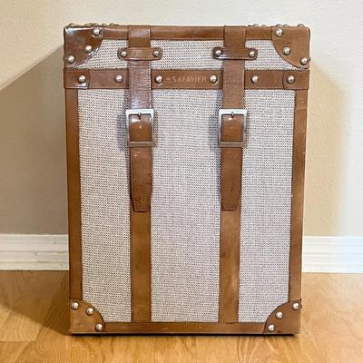 SAFAVIEH ~ Vtg. Style Storage Trunk With Leather Straps Side Table