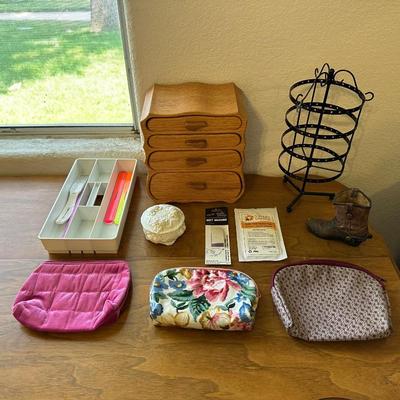 WOODEN JEWELRY BOX, EARRING HOLDER, AROMA DIFFUSER AND MORE