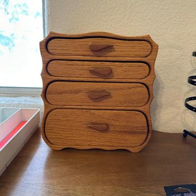 WOODEN JEWELRY BOX, EARRING HOLDER, AROMA DIFFUSER AND MORE