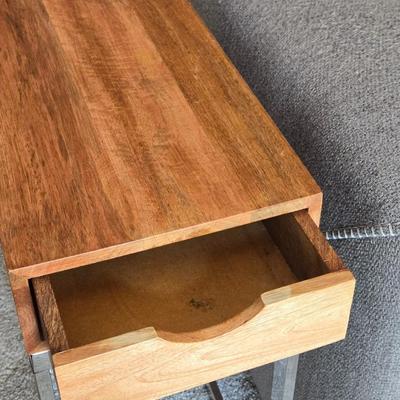 Mango Wood Side Table with a Drawer and Metal Base #2
