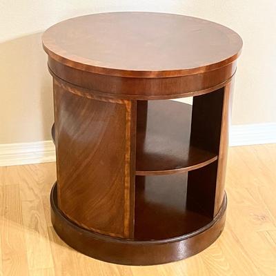 BAKER FURN. ~ Solid Mahogany Inlaid Side Table With Double Shelves ~*Read Details