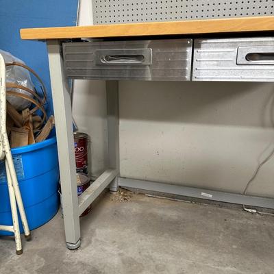 LIGHTED WORKBENCH W/PEG BOARD AND 2 DRAWERS