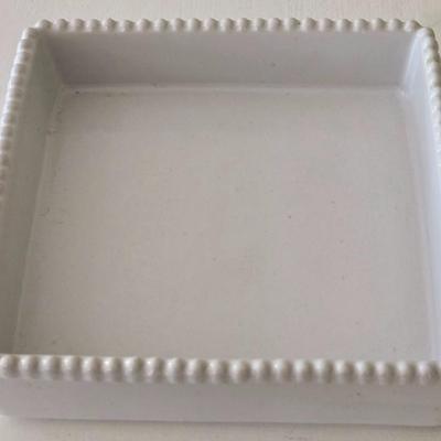 White Ceramic Hobnail Rim Dish