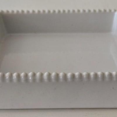 White Ceramic Hobnail Rim Dish