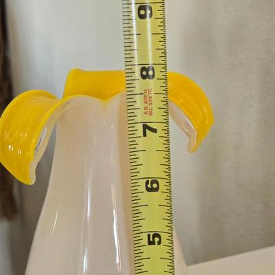 White & Yellow Blown Glass Vase