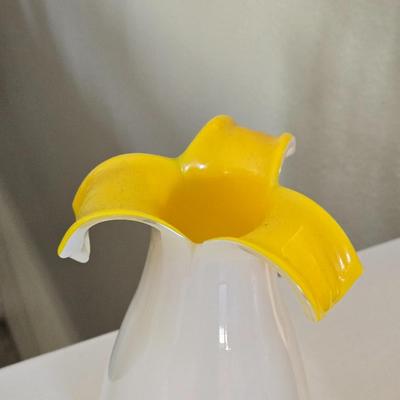 White & Yellow Blown Glass Vase