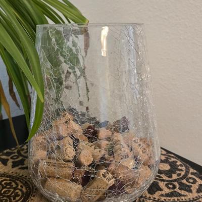 Crackle Glass Vase filled with Corks