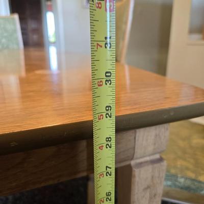 Mid Century Modern Dining Table With 3 Leaves and Padded Top Protector