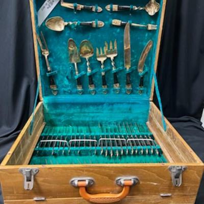 Antique Star House Brass Flatware in Case