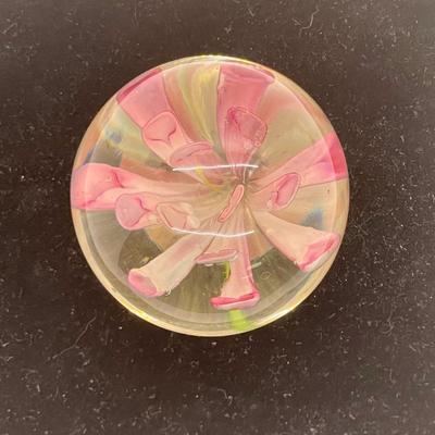 Glass Paperweight Ball with Flower