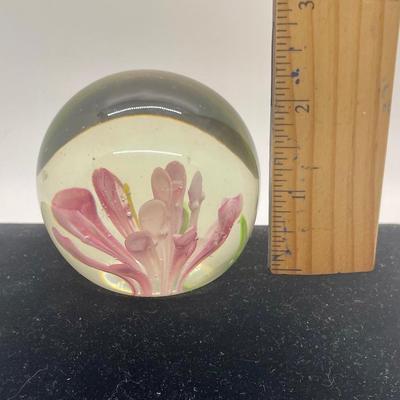 Glass Paperweight Ball with Flower