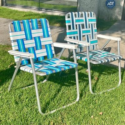 Pair of Retro Folding Aluminum Lawn Chairs