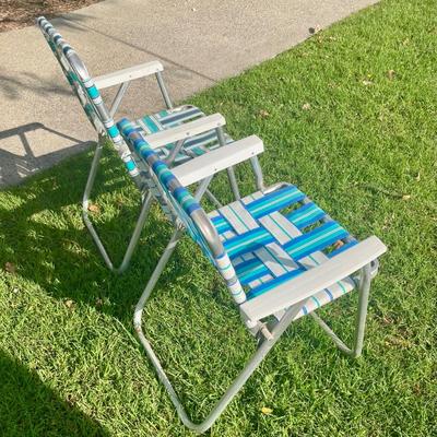 Pair of Retro Folding Aluminum Lawn Chairs