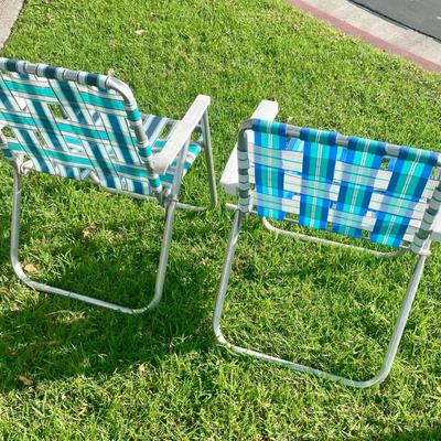 Pair of Retro Folding Aluminum Lawn Chairs