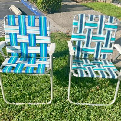 Pair of Retro Folding Aluminum Lawn Chairs