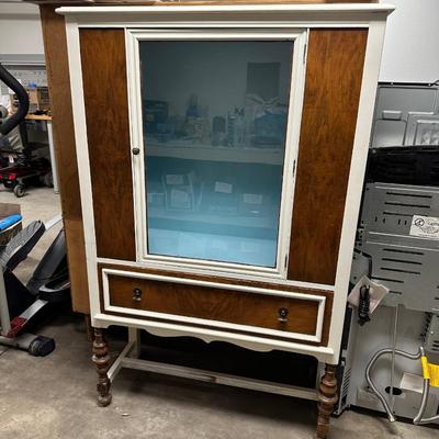 PAINTED DISPLAY CABINET WITH DRAWER