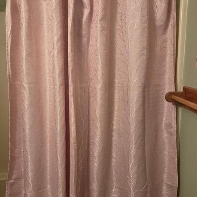 Pink Coral Design Cloth Shower Curtain and Bubble Hooks