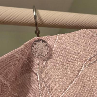 Pink Coral Design Cloth Shower Curtain and Bubble Hooks