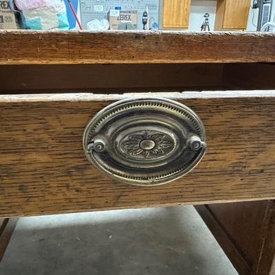 SOLID WOOD PARTNER DESK W/DRAWERS ON EACH SIDE