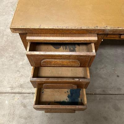 SOLID WOOD PARTNER DESK W/DRAWERS ON EACH SIDE