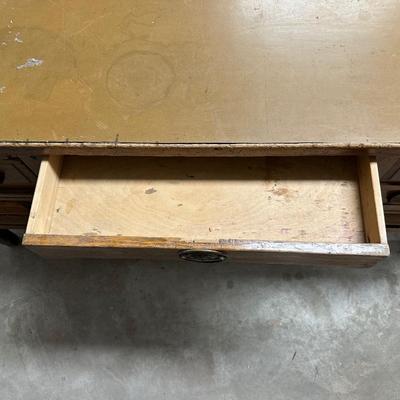 SOLID WOOD PARTNER DESK W/DRAWERS ON EACH SIDE