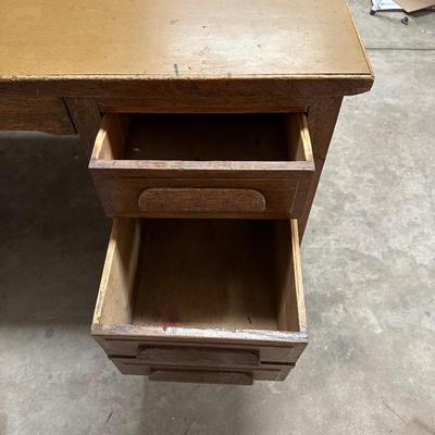 SOLID WOOD PARTNER DESK W/DRAWERS ON EACH SIDE