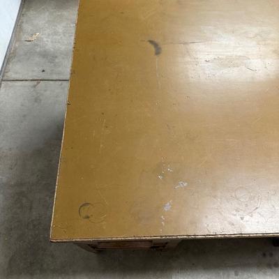 SOLID WOOD PARTNER DESK W/DRAWERS ON EACH SIDE