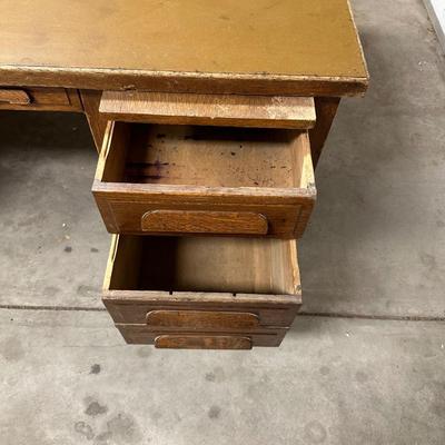 SOLID WOOD PARTNER DESK W/DRAWERS ON EACH SIDE