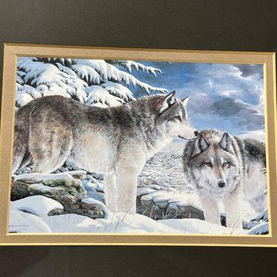 FRAMED PICTURES OF WOLVES AND A RED FOX