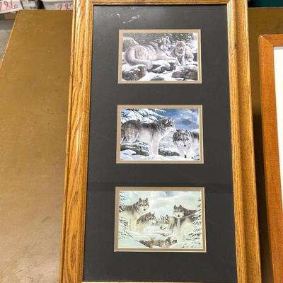 FRAMED PICTURES OF WOLVES AND A RED FOX