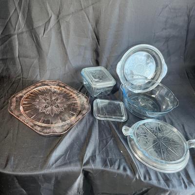 Fire King Philbe & Adam pink cake plate