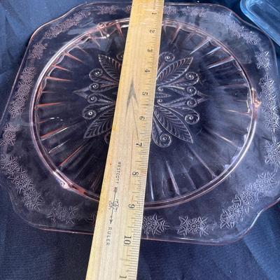 Fire King Philbe & Adam pink cake plate
