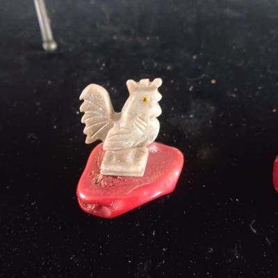MINIATURE MARBLE ANIMALS MOUNTED ON CORAL